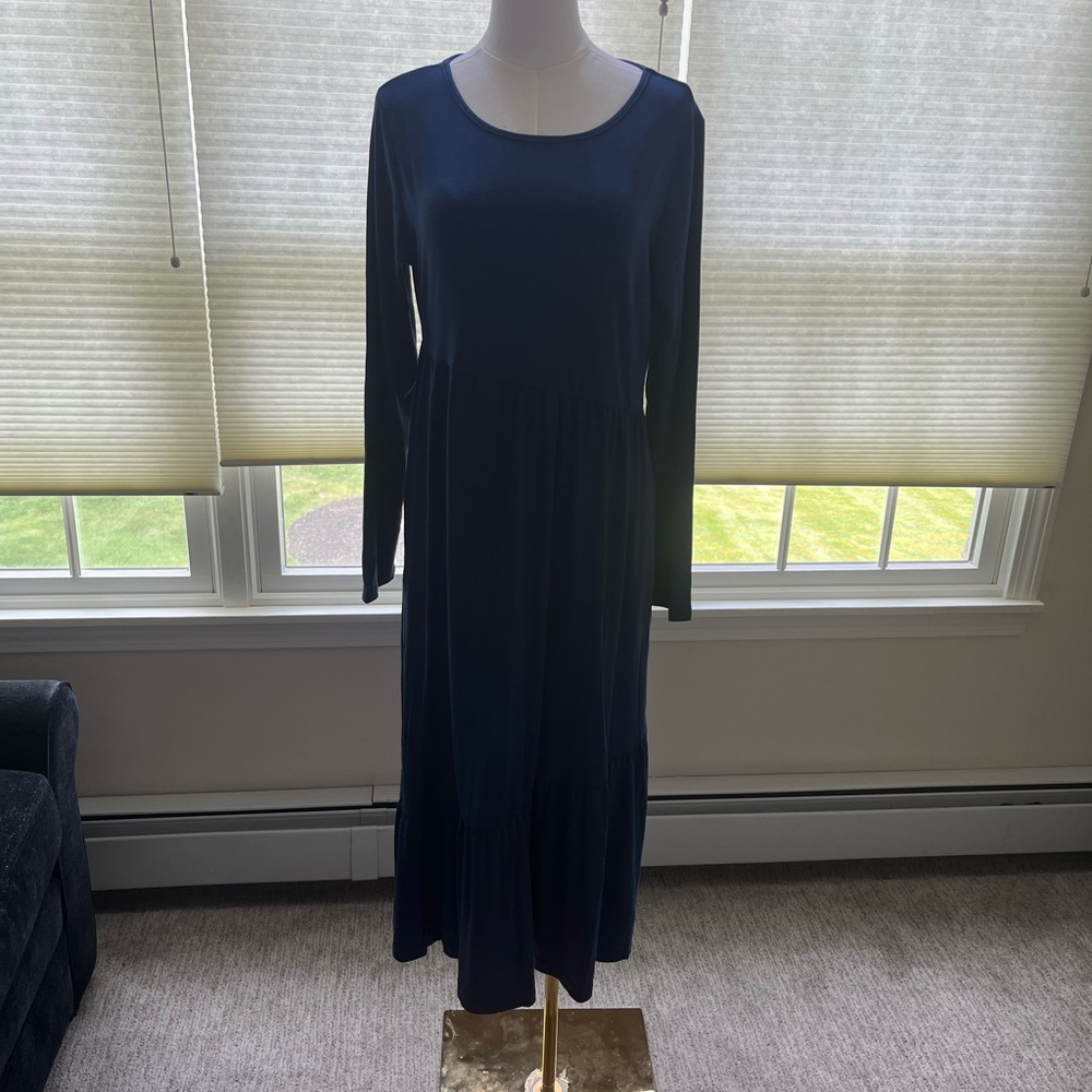 Casual Navy Blue Long Sleeve Dress